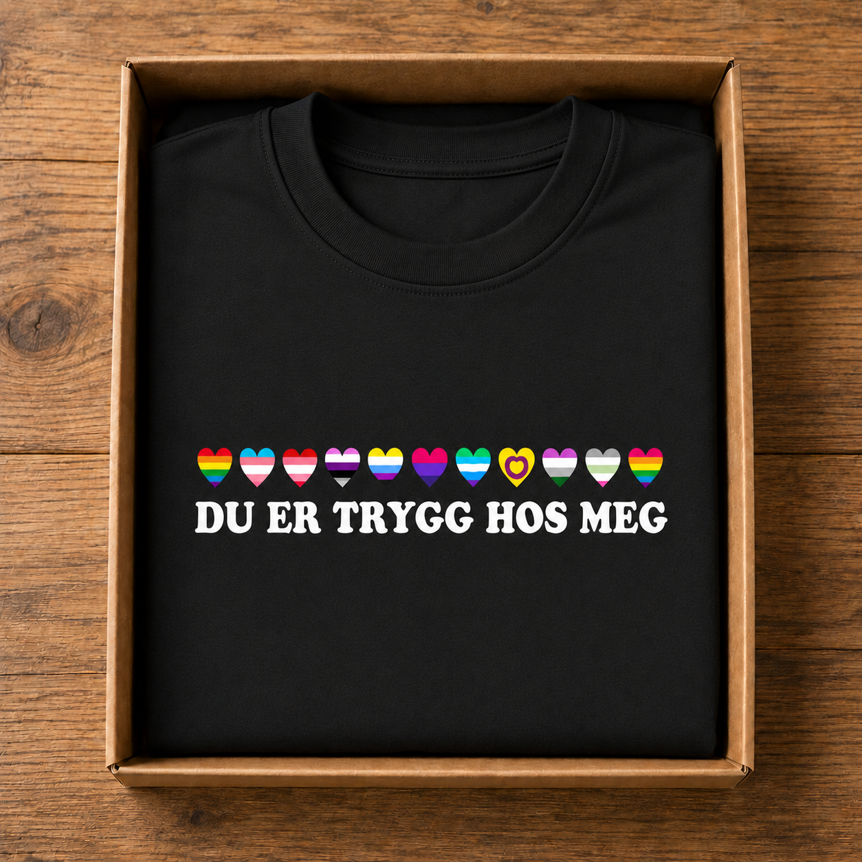 PRACTS Likestilling, Menneskerettigheter & Du er Trygg Hos Meg T-skjorte